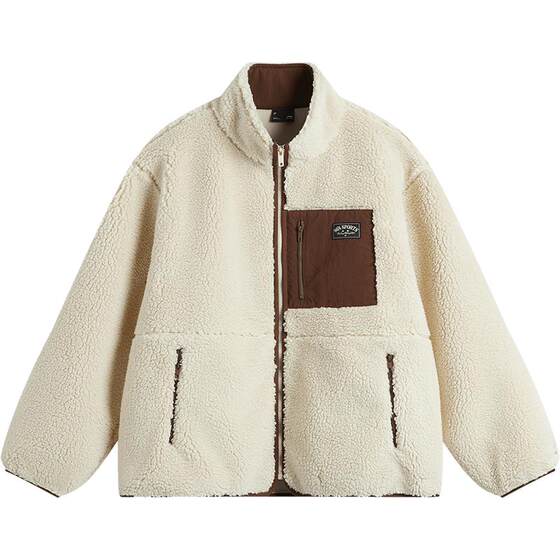 
Li Ning Jacket Women's Velvet Jacket Spring and Autumn Windproof Couple Polar Fleece Top Cotton Jacket Windproof Retro Jacket for Men