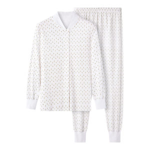 
Middle-aged and elderly people stand-up collar pure cotton thin cardigan men and women autumn clothes and autumn pants loose mother underwear base shirt spring and summer
