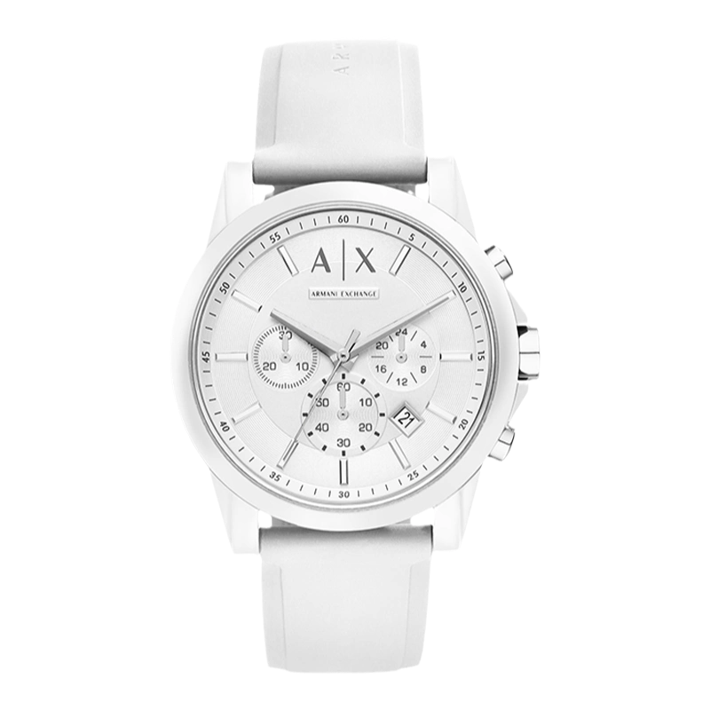 Armani Exchange 情侶腕錶AX1325 白色運動風大表盤時尚指針式石英腕錶