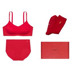 Straight Down To 308|victoria's Secret Anti-gravity Micro Push-up Seamless Bra Bride's Zodiac Year Underwear Set Socks Red Underwear