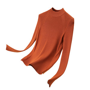 Bottoming shirt for women, half turtleneck, black inner layer, high-end autumn and winter knitted sweater for women, 2025 new wool top