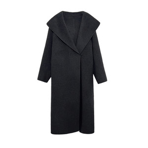 3ts wool old money style cashmere woolen coat lace-up mid-length large lapel hooded silhouette woolen coat