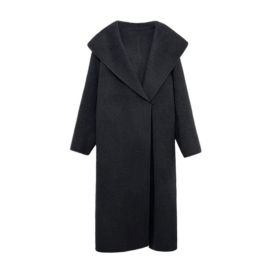 3ts wool old money style cashmere woolen coat lace-up mid-length large lapel hooded silhouette woolen coat