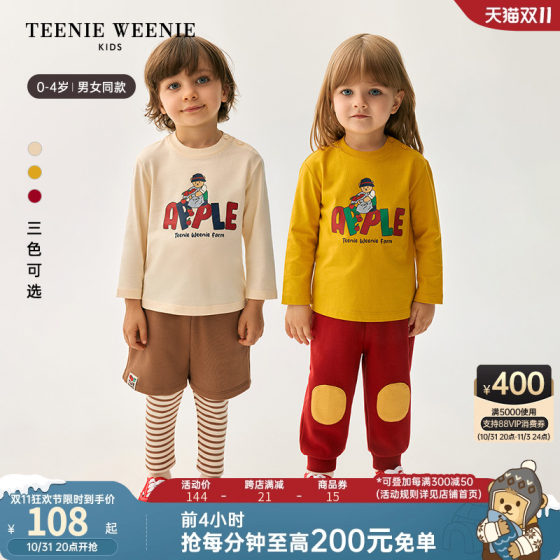 TeenieWeenie Kids小熊童装24秋季新款男女宝宝舒适印花长袖T恤