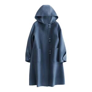 
Fat mm large size woolen coat for women 2025 new autumn and winter loose mid-length hooded retro woolen coat windbreaker
