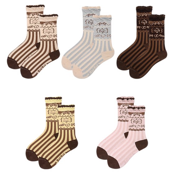 
roji alkaline gouache clever Lolita socks for women autumn warm pure cotton jk pile slimming legs short socks for foreign fruit Lolita