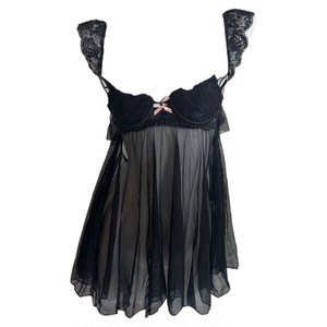 
Tonight and Eve sexy pajamas for women, autumn emotional and interesting small-breasted lace splicing suspenders hollow mesh nightgown