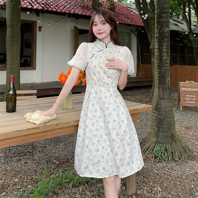 taobao agent Cheongsam, retro dress, plus size, Chinese style, fitted, flowered