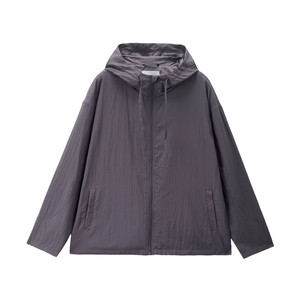 Giordano Sports Jacket Women's Spring 2026 Textured Drawstring Hooded Loose Windbreaker Jacket 13376162