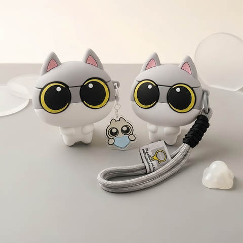 Cute 3D Da Mao Ba Tiao Cat AirPods Case