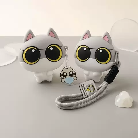 Cute 3D Da Mao Ba Tiao Cat Case for Airpods Pro with Keychain AirPods Case for AirPods 4, AirPods 3 & AirPods Pro 3 and 2