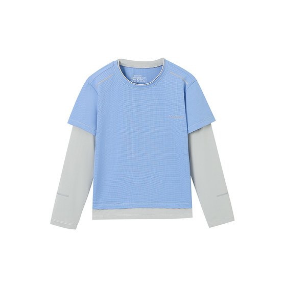 
[Comfortable Sun Protection] Half-degree idle boy fake two-piece sunscreen T-shirt long-sleeved stylish thin children's summer top T-shirt