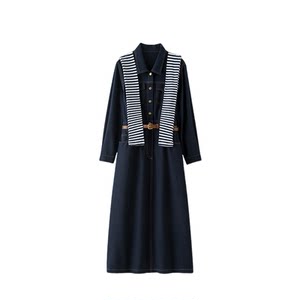 
Baijiahao Spring New Korean Style Lapel Waist Denim Dress Women's Fashion Casual Retro Slim Long Skirt