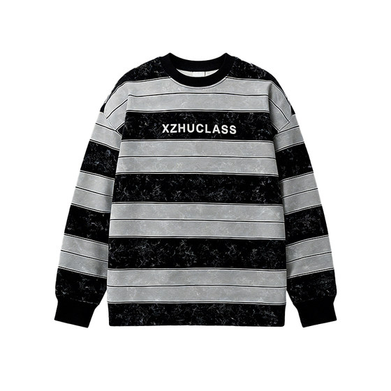 
Fat boy sweatshirt striped plus fat long-sleeved T-shirt plus size children medium and large children 2026 spring new style