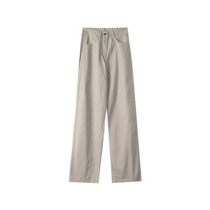 
Khaki straight jeans women's autumn and winter new fat sister mm high waist slim wide leg pants pear-shaped body pants