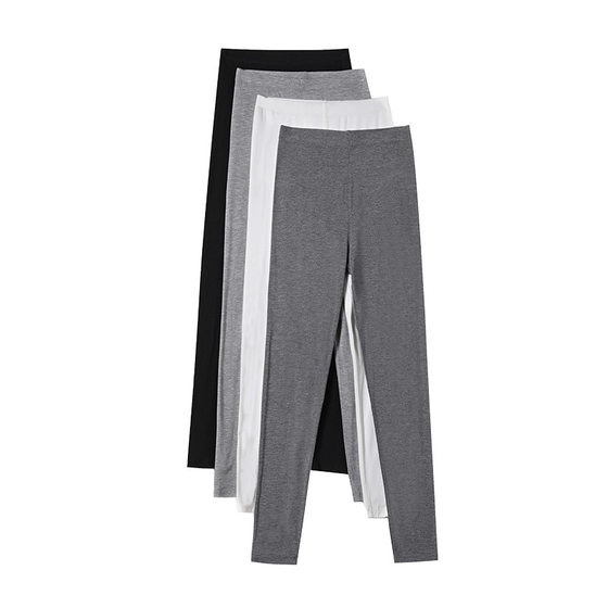 Modal leggings female wearing spring and autumn thin autumn pants tights large size elastic black yoga cropped pants
