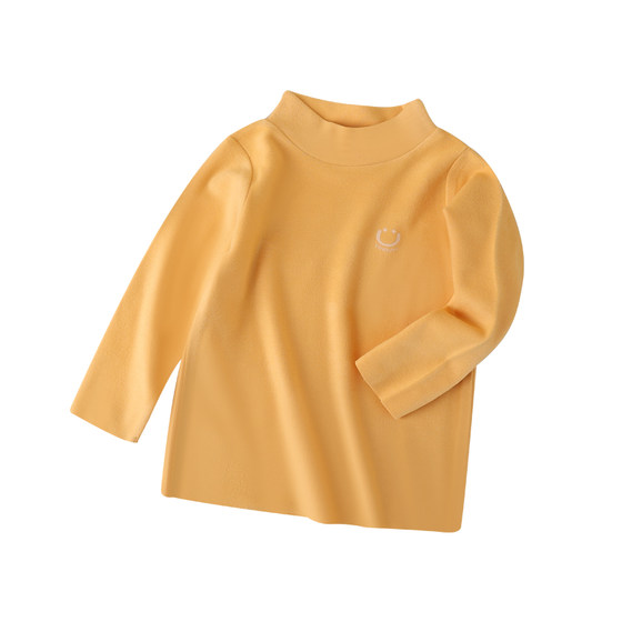 
Baby base shirt Developer autumn and winter clothes for men and women middle-aged children half high neck long sleeve plus velvet thick TT-shirt children's warm top