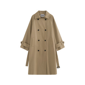 
Adan Berlin trench coat 2025 autumn and winter Korean version versatile temperament commuter lapel khaki mid-length coat for women