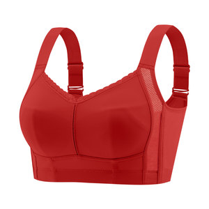 
Anna Miyu full cup Year of the Horse red wedding underwear set for women with big breasts showing smaller breasts and reducing secondary breasts anti-sagging bra