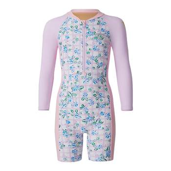 arena Arena Flower World Series Cute long-sleeved one-piece swimsuits for big and small children and girls hot spring swimsuits