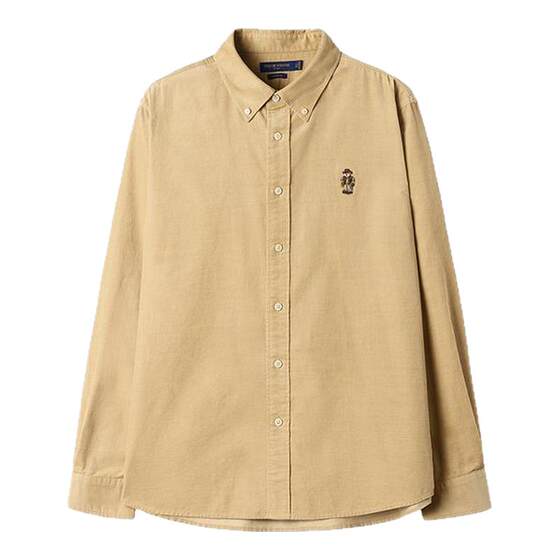 
TeenieWeenie Bear Men's Standing Bear Embroidered Retro Simple Commuting Shirt