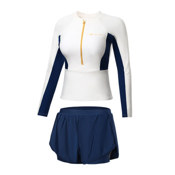 Swimsuits for women split long sleeves 2025 new conservative belly slimming professional swimming special high-quality hot spring swimsuit