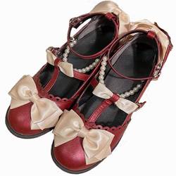 Clearance Tiana Sweet Bow Low-heeled Lolita Shoes For Women Bai Xueji Contrasting Color Shallow Mouth Versatile Women's Shoes