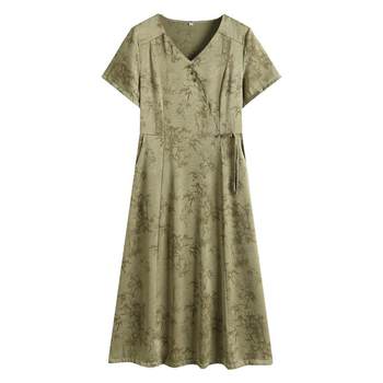 
Middle-aged and elderly women's summer short-sleeved noble dress