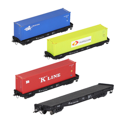 Train Flatbed Car Model 1:87 With Container Nx17k Flatbed Transporter Orangutan Train Railway Accessories