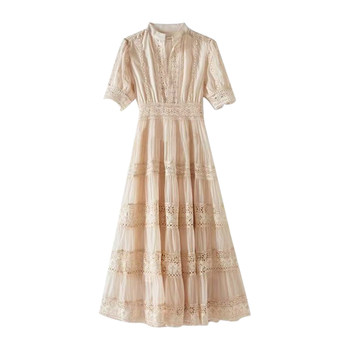 
Large size women's French retro lace hollow dress