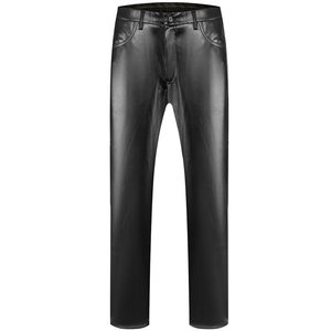 Leather pants men's loose windproof waterproof and warm motorcycle rider Pu leather pants in the old age plus velvet thickened fur