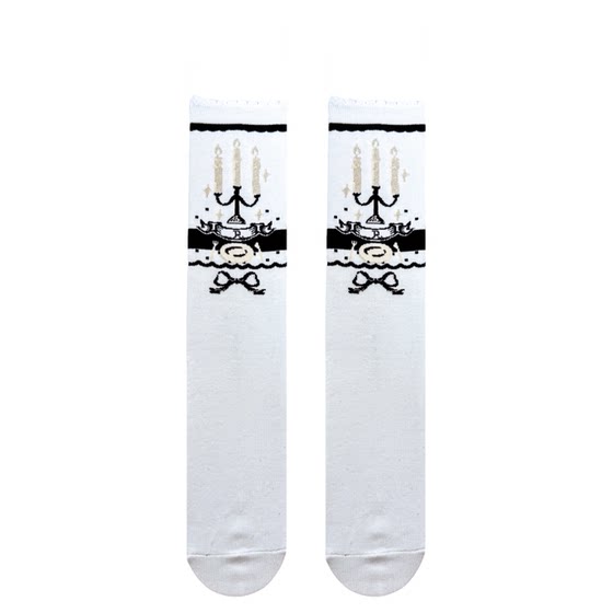 
Roji candlestick Lolita mid-tube breathable pure cotton bow warmth slimming legs socks cla Lolita Japanese style