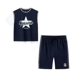
Converse children's clothing boys suit 2026 summer new fake two-piece vest shorts youth sports basketball uniform