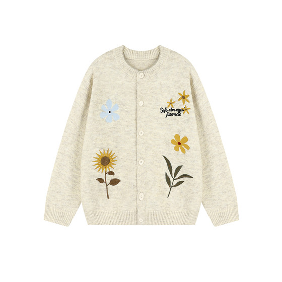 
lemanism American trendy brand flower embroidered cardigan sweater for men 2025 couple style autumn and winter sweater tops for women