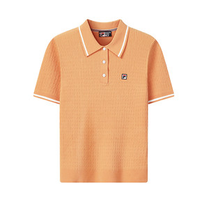 
FILA official short-sleeved knitted shirt for women spring new casual twisted slim sports POLO collar top