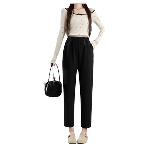 
New summer thin summer outfit without abdomen drawstring straight suit cigarette pants nine-point small size autumn