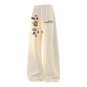 Charles Heart American Printed Wheat Ear Pattern Straight Pants for Men and Women in Autumn and Winter Plus Size Couples Casual Sports Pants