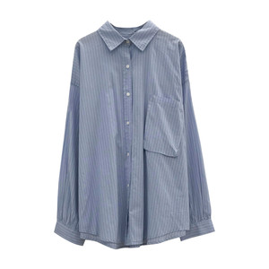 
Nochu Korean style shawl pregnant women striped shirt spring and autumn loose slimming belly cover sun protection top during pregnancy