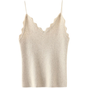 It's so beautiful ~ Wave pattern V -neck cashmere suspender vest female pure cashmere sweater in the inside and outside wearing knitted suspenders autumn and winter
