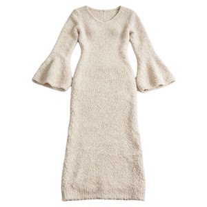 Solid color U-neck sweater long dress纯色高腰U领长袖毛衣长裙