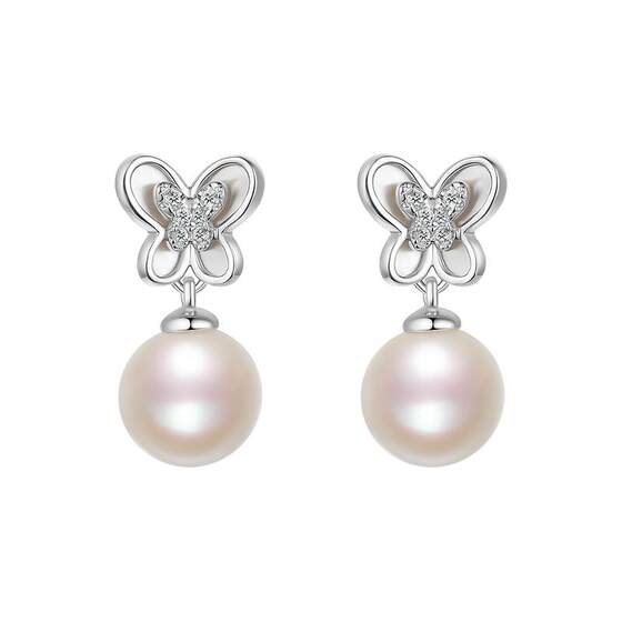 Saturday Blessing Bow Earrings Women's S925 Freshwater Pearl French Elegant Holiday Gift for Girlfriend and Mom