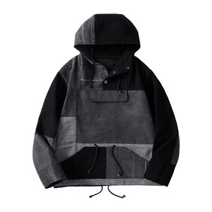 
Yuxi original design three-color three-piece men's denim hooded black and gray sweatshirt jacket personalized trend 18