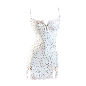 Roseberry Spring Schedule Pure Sexy Sling Night Dress Women's Summer Flower Sweet Pajamas Sexy Home Clothing
