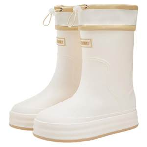 
Best-selling Japanese women's mid-tube rain boots 2025 outer wear rubber shoes non-slip plus velvet waterproof shoes kitchen rain boots water boots
