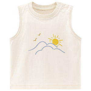 
Wooden cotton cotton vest top clothes for boys and girls, summer wear, thin baby and child breathable and cute sleeveless T-shirt