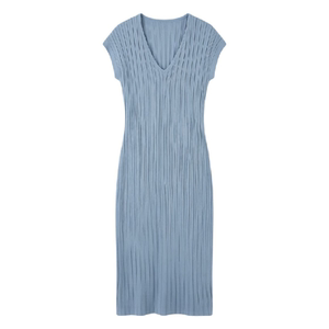 
HAIDE mommy maternity dress French v-neck high-end short-sleeved slim mid-length women's knitted dress