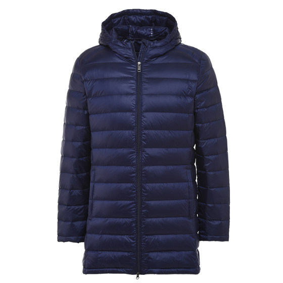 Middle-aged and old young thin mid-length down jacket for men with hooded fat plus size warm coat daddy's outfit autumn and winter new style