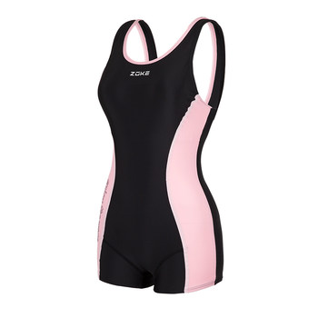 
Zhouke swimming pool women's pink sleeveless flat corner one-piece swimsuit