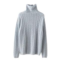Maigre Simhat/sulu Pile Collar Thin Cashmere Bottoming Sweater Small Cable Solid Color Long-sleeved Sweater For Women