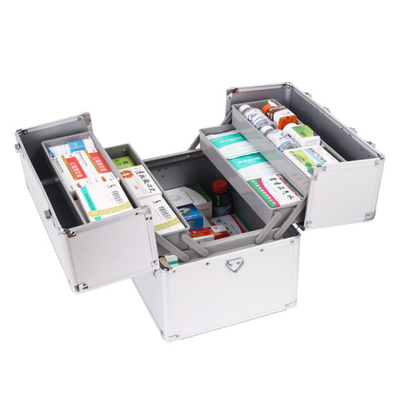 Pharmaceutical box household aluminum alloy medical emergency large family first -aid medical box storage drug box out of the drug box
